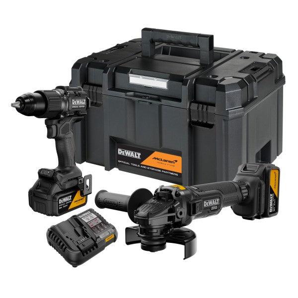 DEWALT DCK2223MP2T-QW | Kit MCLAREN 18V XR trapano percussione e smerigliatrice 125mm + 2 batterie 5Ah