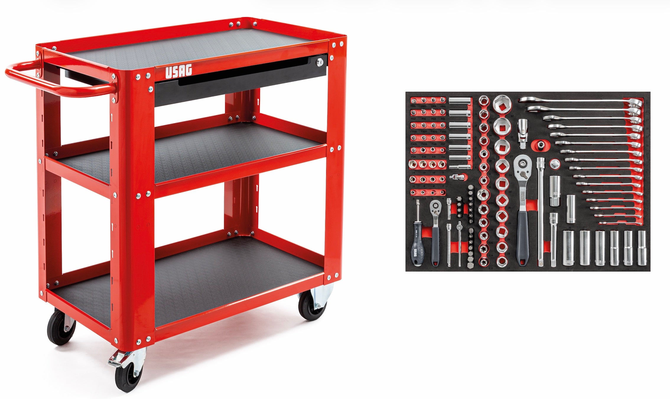USAG 504 SRJM - Carrello officina con utensili 116 pz
