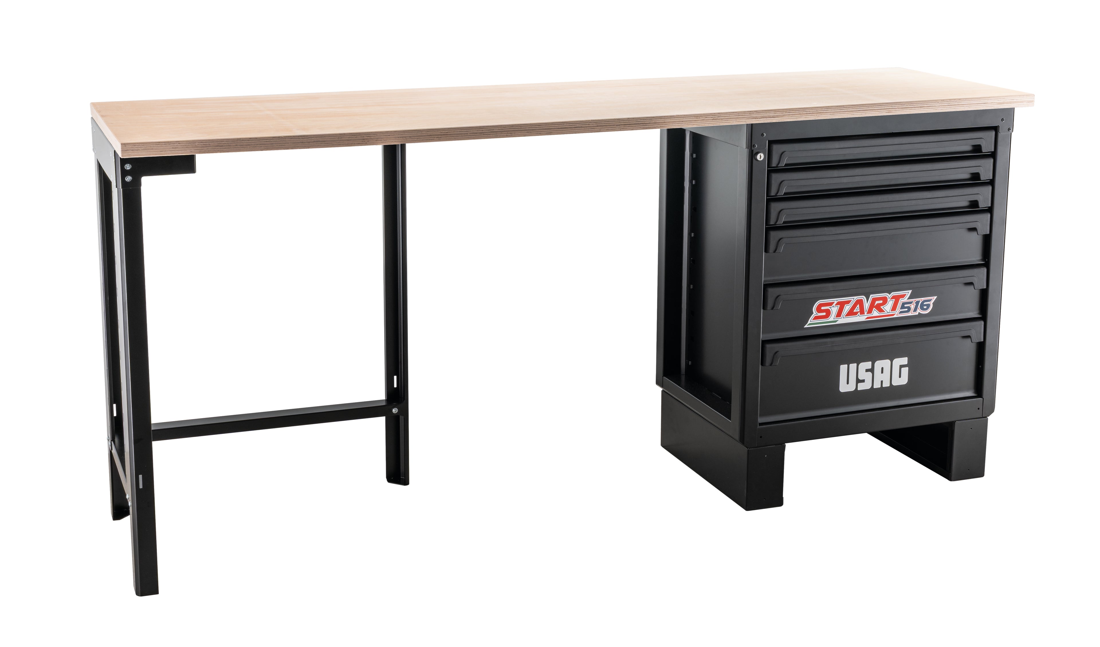 USAG 516 SA/BC2L - Banco lavoro con cassettiera e montante legno