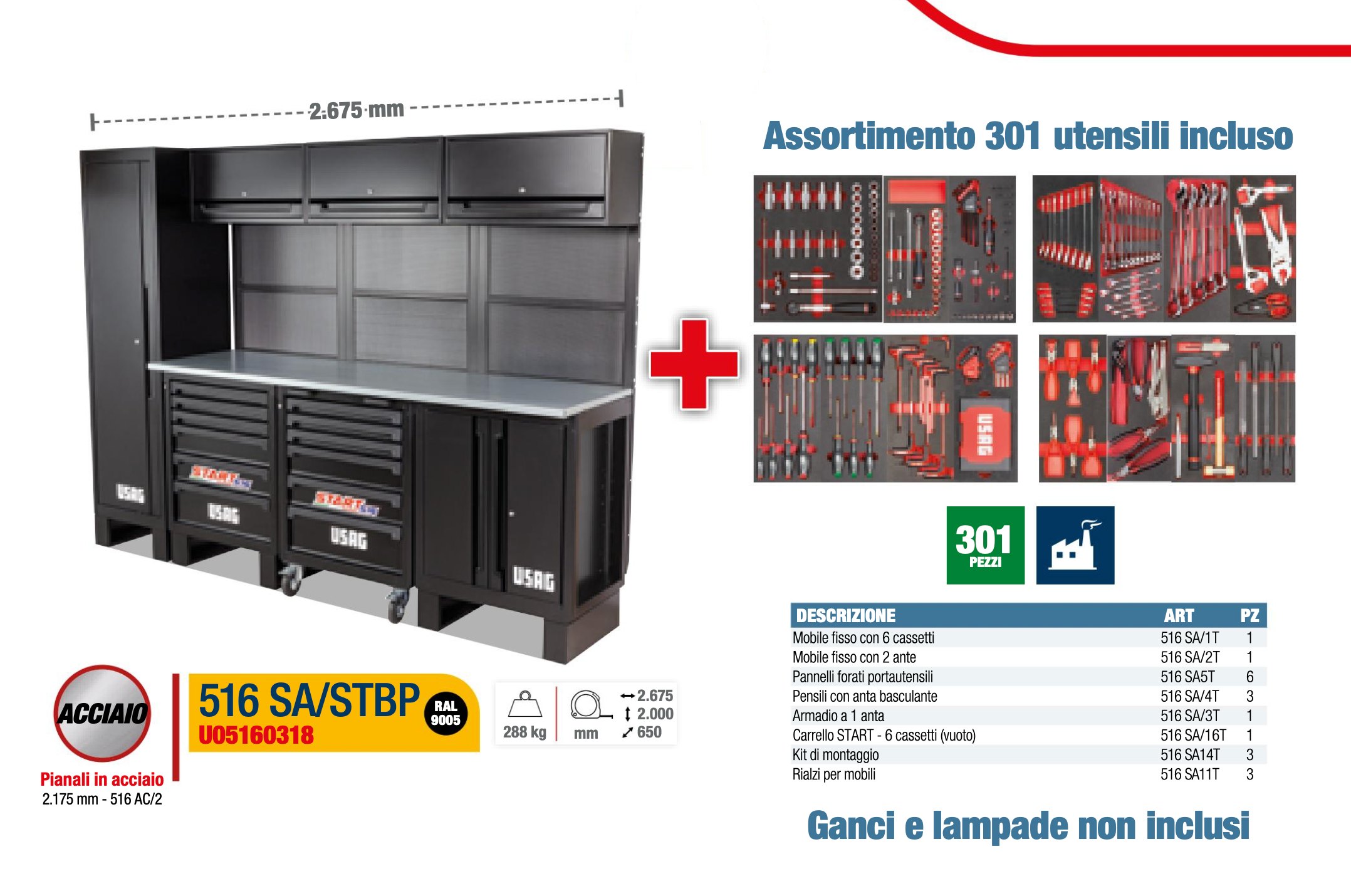 USAG 516 SA/STBP - Arredamento per officina con assortimento