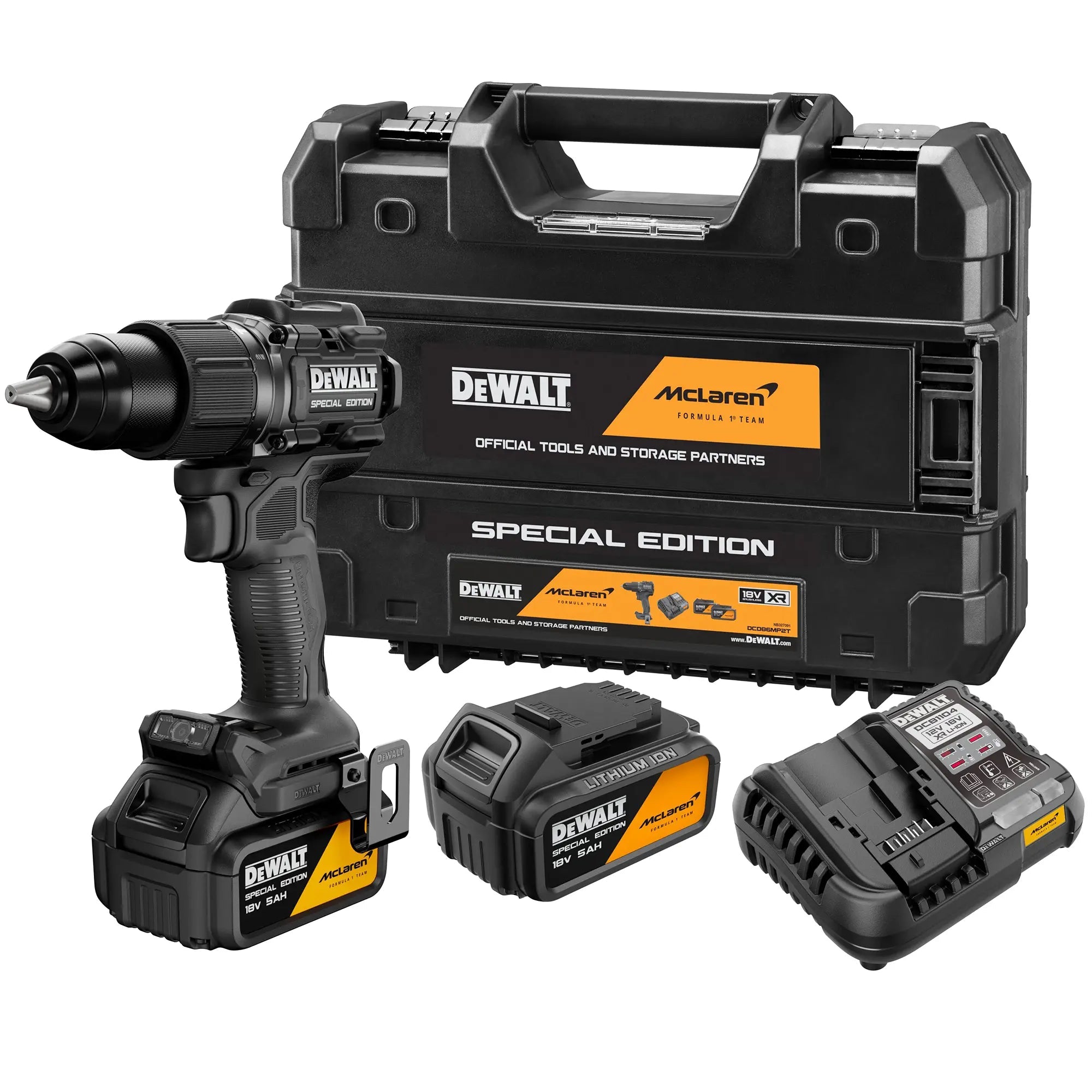 DEWALT DCD86MP2T-QW | Trapano percussione 18V XR MCLAREN + 2 batterie 5Ah Edizione esclusiva