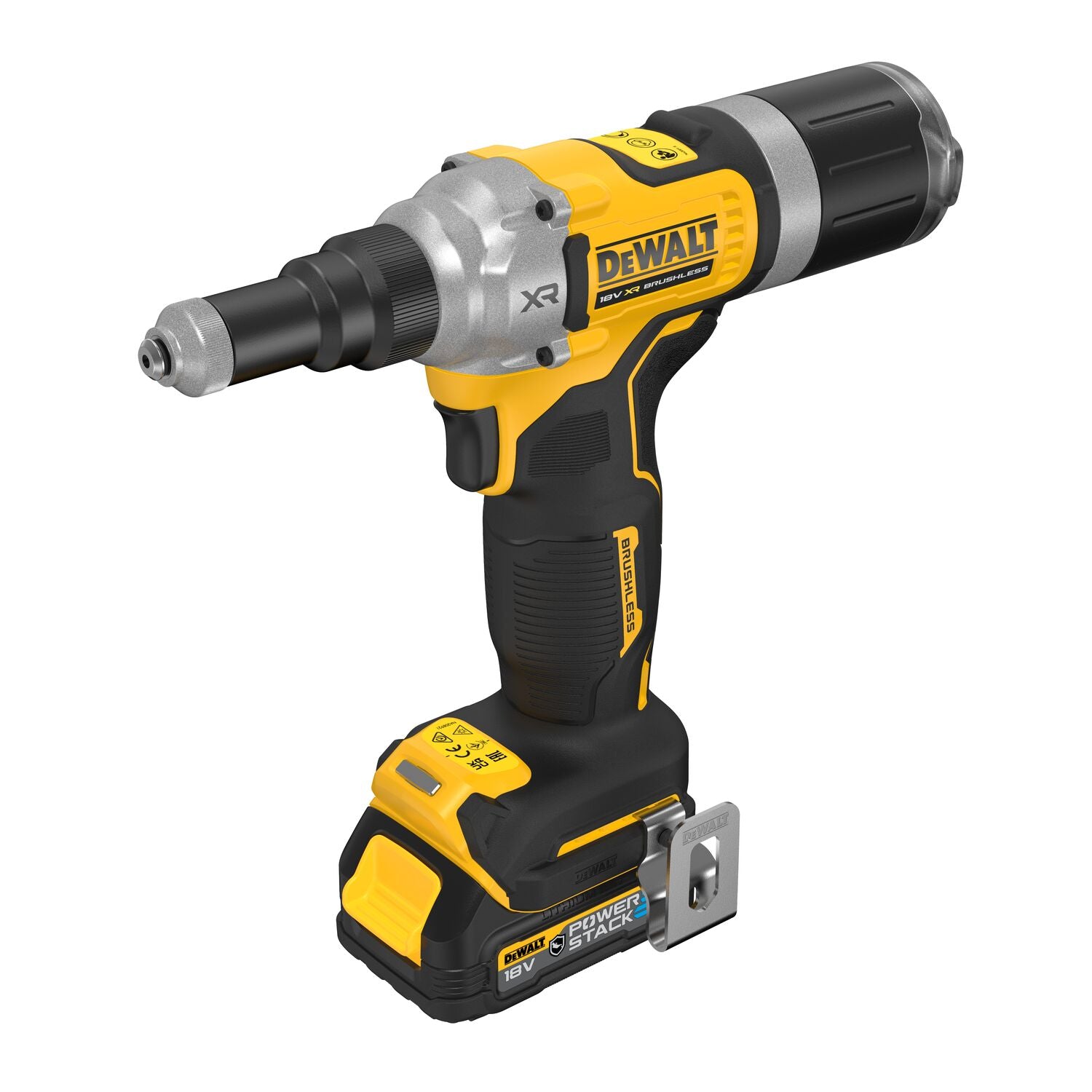 DEWALT DCF414E2GT-QW – Rivettatrice XR 18V Brushless 6,4 mm con 2 batterie POWERSTACK e valigetta TSTAK
