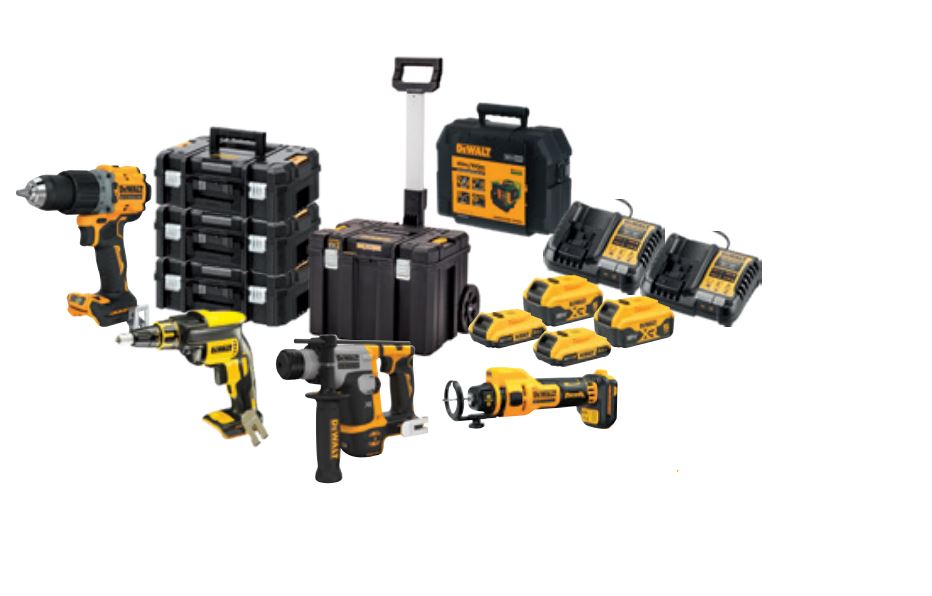 DEWALT DCK5008P2D2T-IT | Kit 5 elettroutensili XR 18V BRUSHLESS con batterie 5Ah e 2Ah e sistema TSTAK
