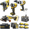 DEWALT DCK5017H4T-IT | Kit 4 utensili 18V XR con trapano percussione, tassellatore, smerigliatrice, avvitatore impulsi + 4 batterie POWERSTACK 5Ah