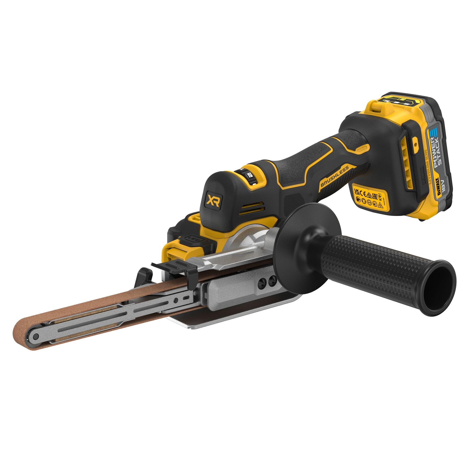 DEWALT DCM200E2T-QW – Lima a nastro 457x13 mm 18V XR Brushless con 2 batterie POWERSTACK
