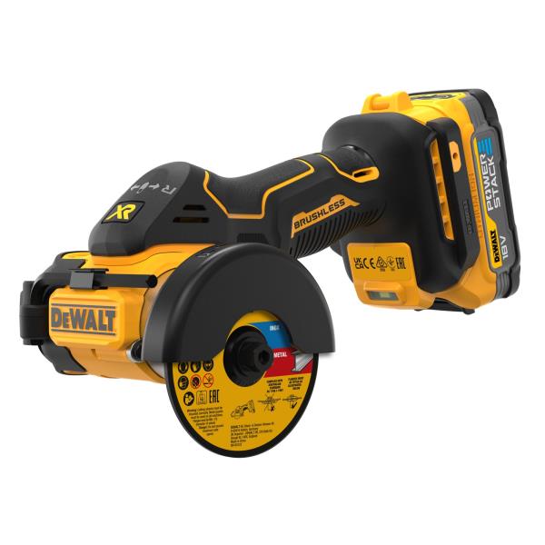 DEWALT DCS438E2T-QW – Minitroncatrice 76 mm 18V XR Brushless con 2 batterie POWERSTACK