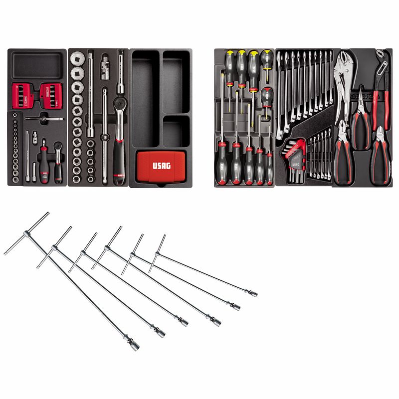 USAG 495 PA | Assortimento autoriparazione 142 pezzi con 2 cassetti