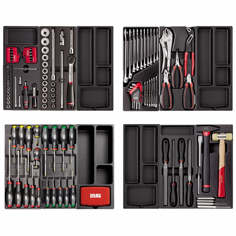 USAG 495 PM | Assortimento manutenzione 157 pezzi con 4 cassetti e moduli termoformati
