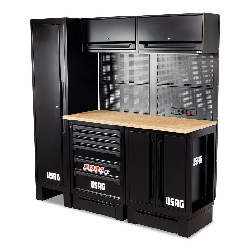 USAG 516 SA/CL – Postazione base officina con pianale in legno e kit ganci