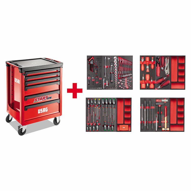 USAG 516 ST6MM Carrello START con assortimento MANUTENZIONE 495 MB 156 pz