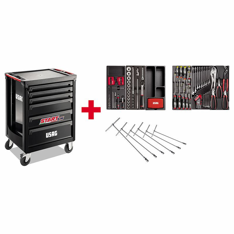USAG 516 ST6NPA Carrello START con assortimento autoriparazione 142 pz