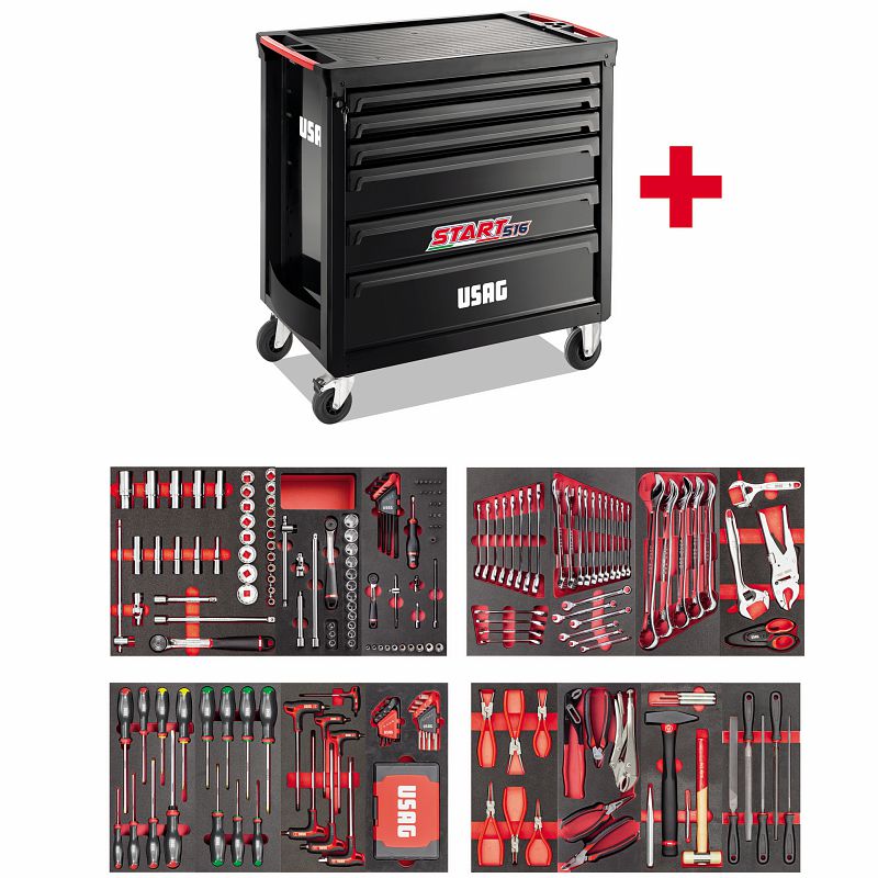 USAG 516 STXL6NMM Carrello START XL con assortimento MANUTENZIONE 495 MC 302 pz
