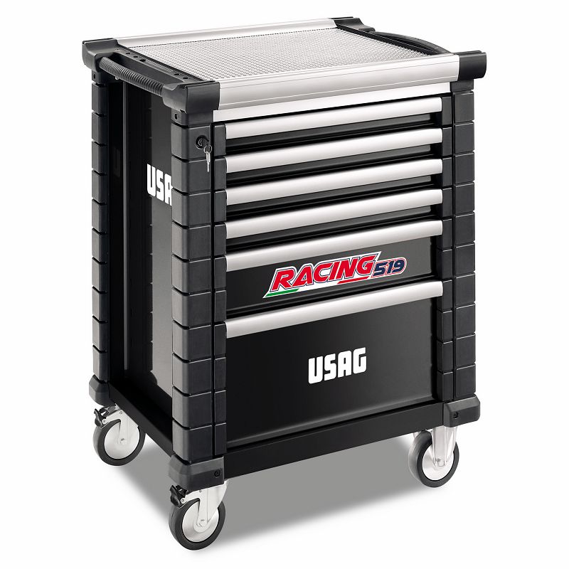 USAG 519 RS6/3NV | Carrello RACING Nero 6 Cassetti Vuoto – Officina Professionale