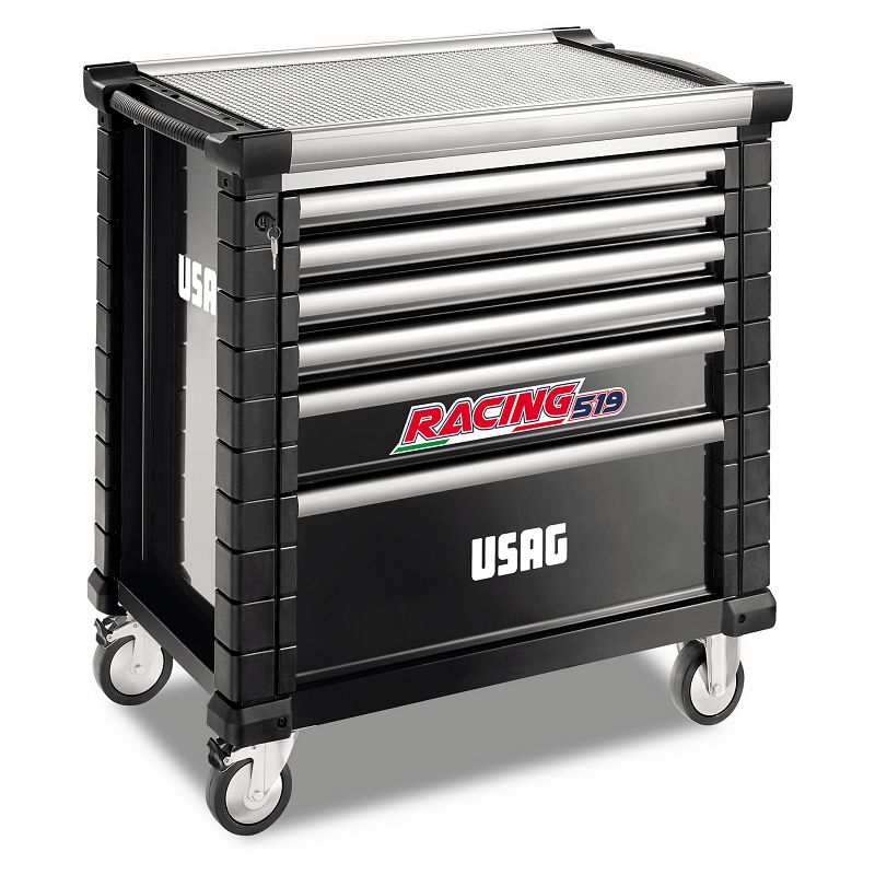 USAG 519 RS6/4NV | Carrello RACING Nero 6 Cassetti Vuoto – Portautensili Professionale