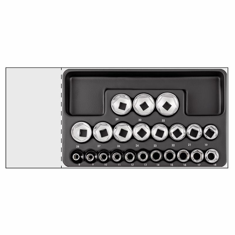USAG 519/235CEN | Modulo in termoformato 22 bussole esagonali 1/2" 8–32 mm