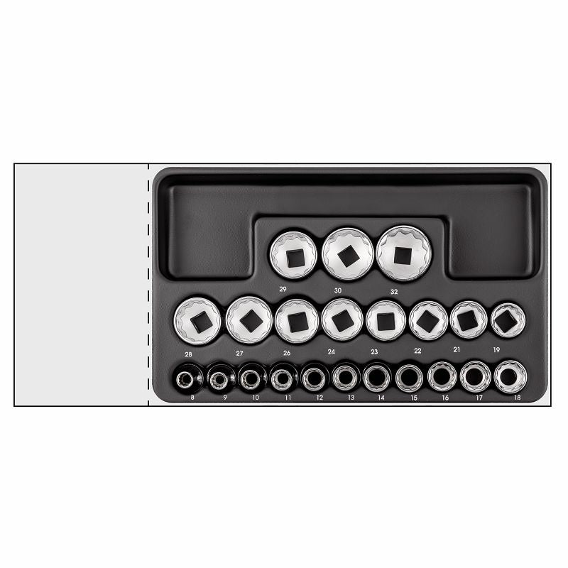 USAG 519/235CN | Modulo in termoformato 22 bussole poligonali 1/2" 8–32 mm