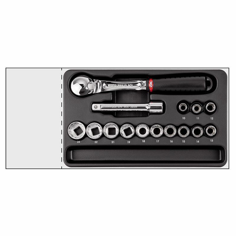 USAG 519/604CB | Modulo in termoformato 15 pezzi 1/2" con cricchetto sigillato