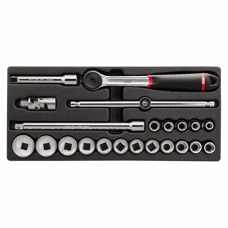 USAG 519/613CEA | Modulo in termoformato 22 pezzi 1/2" con bussole e cricchetto IP51