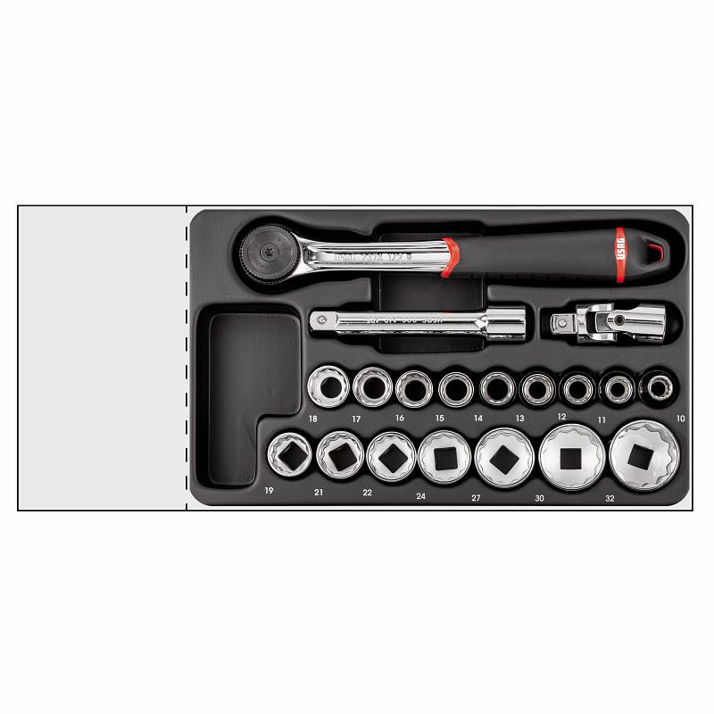 USAG 519/605CA | Modulo in termoformato 19 pz 1/2" con cricchetto IP51 e bussole poligonali