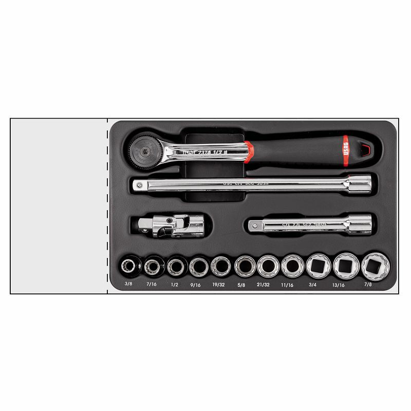 USAG 519/606CAPOL | Modulo in termoformato 15 pezzi 1/2" in pollici con cricchetto IP51 e bussole