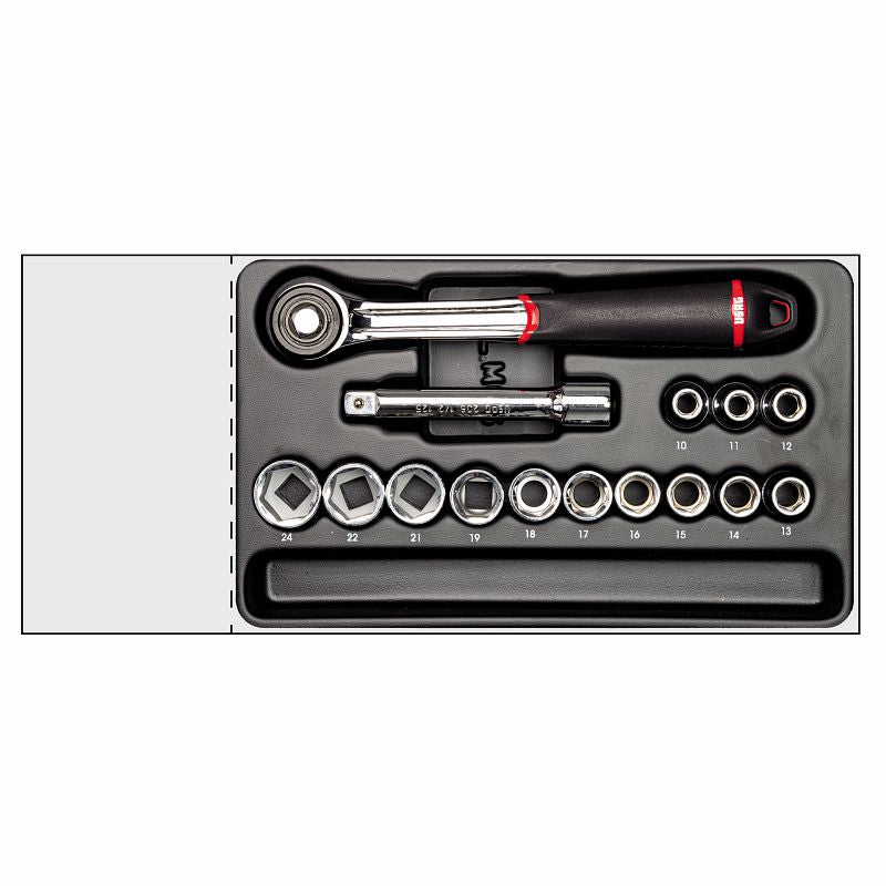 USAG 519/604CEAD | Modulo in termoformato 15 pezzi 1/2" con cricchetto a quadro scorrevole