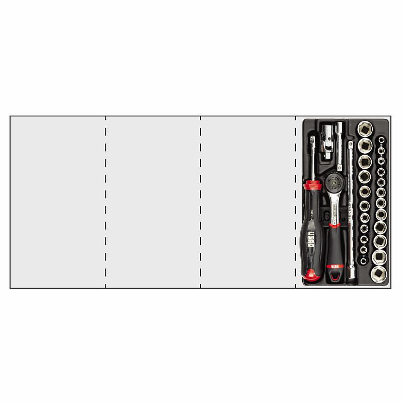 USAG 519/606AEPOL | Modulo in termoformato 1/4" 28 pezzi con bussole metriche e pollici