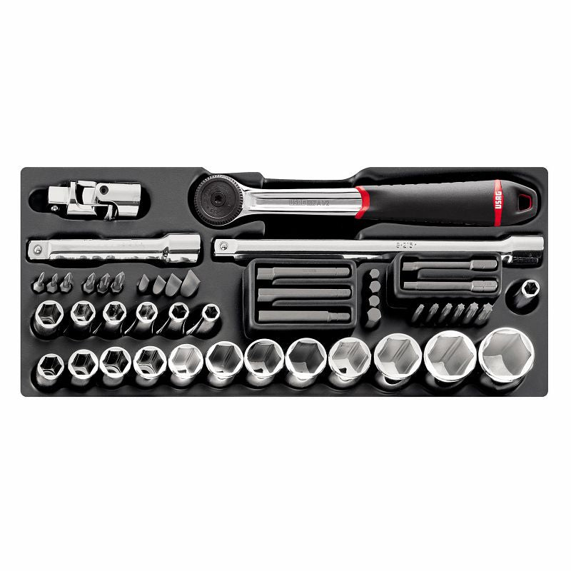 USAG 519/607ICEA – Modulo in termoformato 49 pz 1/2" con bussole e inserti professionali