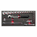 USAG 519 M 613CEB – Modulo in spugna bicolore 23 pz 1/2" con bussole e cricchetto sigillato