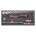 USAG 519 M 613CEA – Modulo in spugna bicolore 23 pz 1/2" con bussole e cricchetto IP51