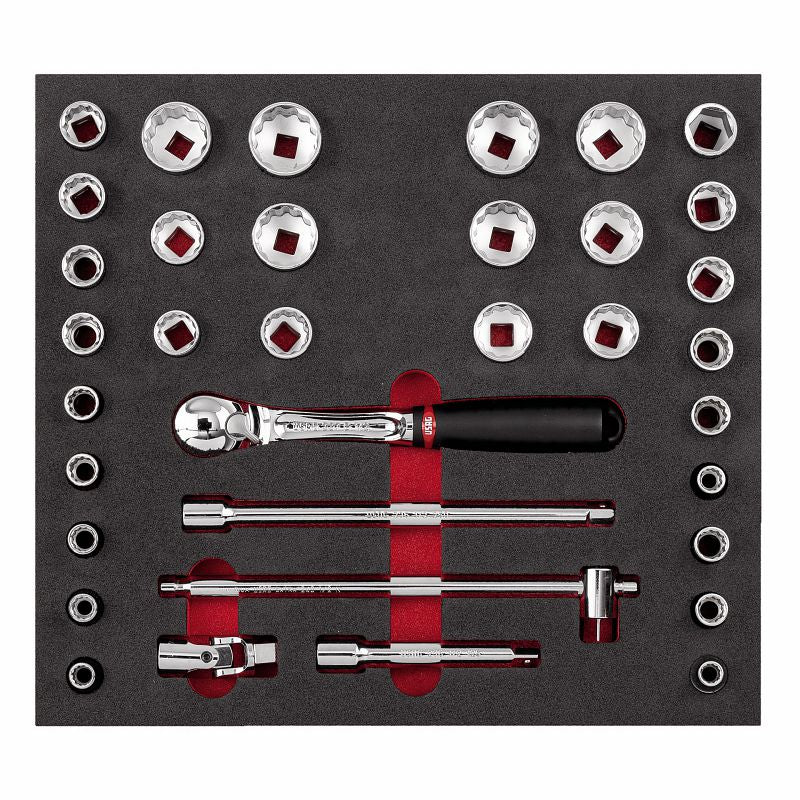 USAG 519 M 612MPB – Modulo in spugna bicolore 35 pz 1/2" con bussole metriche e in pollici