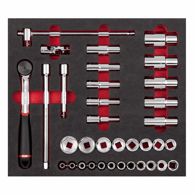 USAG 519 M 612CLA – Modulo in spugna bicolore 35 pz 1/2" con bussole lunghe e standard