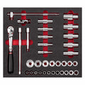 USAG 519 M 612CLB – Modulo in spugna bicolore 35 pz 1/2" con bussole lunghe e cricchetto sigillato