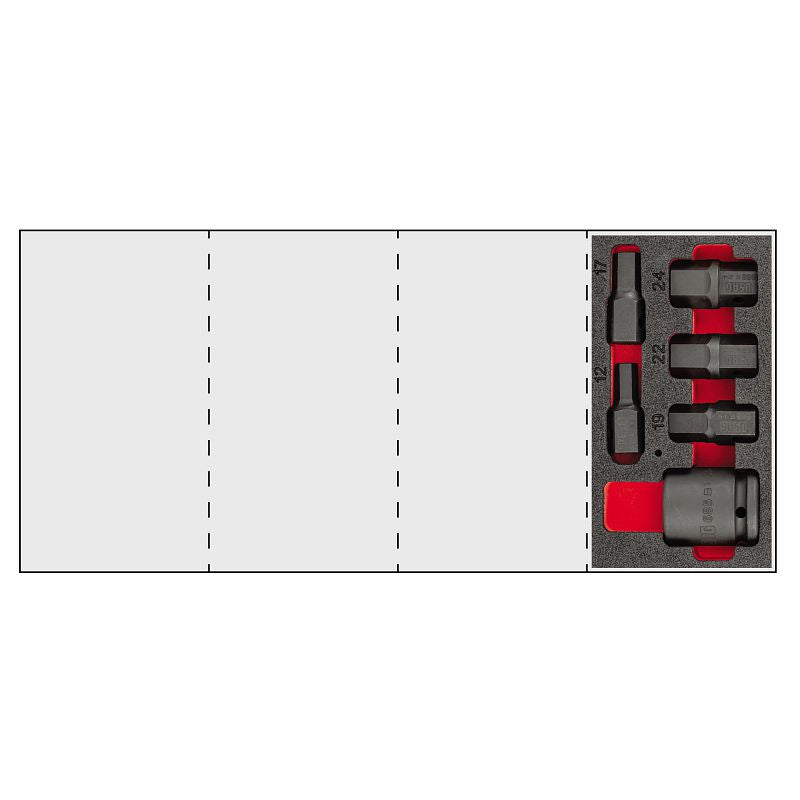 USAG 519 M 688ED6 | Modulo in spugna bicolore 6 pezzi 7/8" con bussola e inserti macchina esagonali