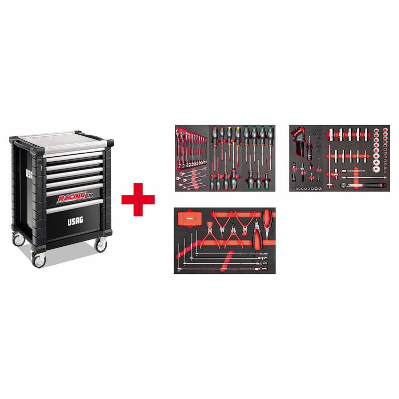 USAG 519 RS6/3NMA Carrello RACING con assortimento autoriparazione 155 pz
