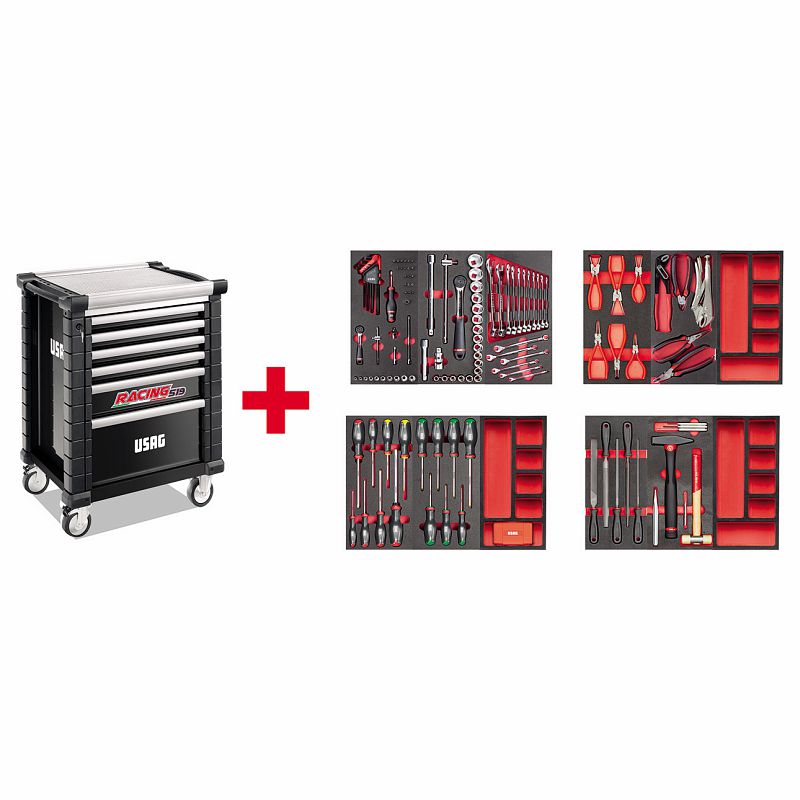 USAG 519 RS6/3NMM Carrello RACING con assortimento manutenzione 156 pz