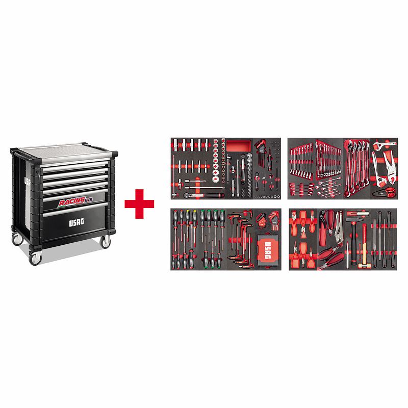 USAG 519 RS6/4NMM Carrello RACING con assortimento manutenzione 302 pz