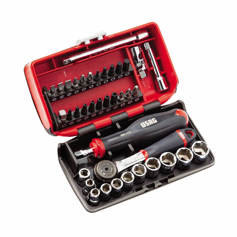 USAG 609 1/4 EAX Assortimento in cassetta bimateriale bussole X-Grip e inserti 38 pz